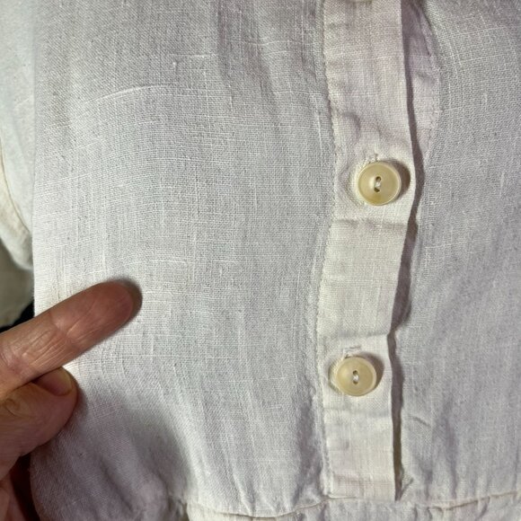 FLAX Size S Cream Short Sleeve Tunic Shirt Collared *Flaw - Picture 5 of 13